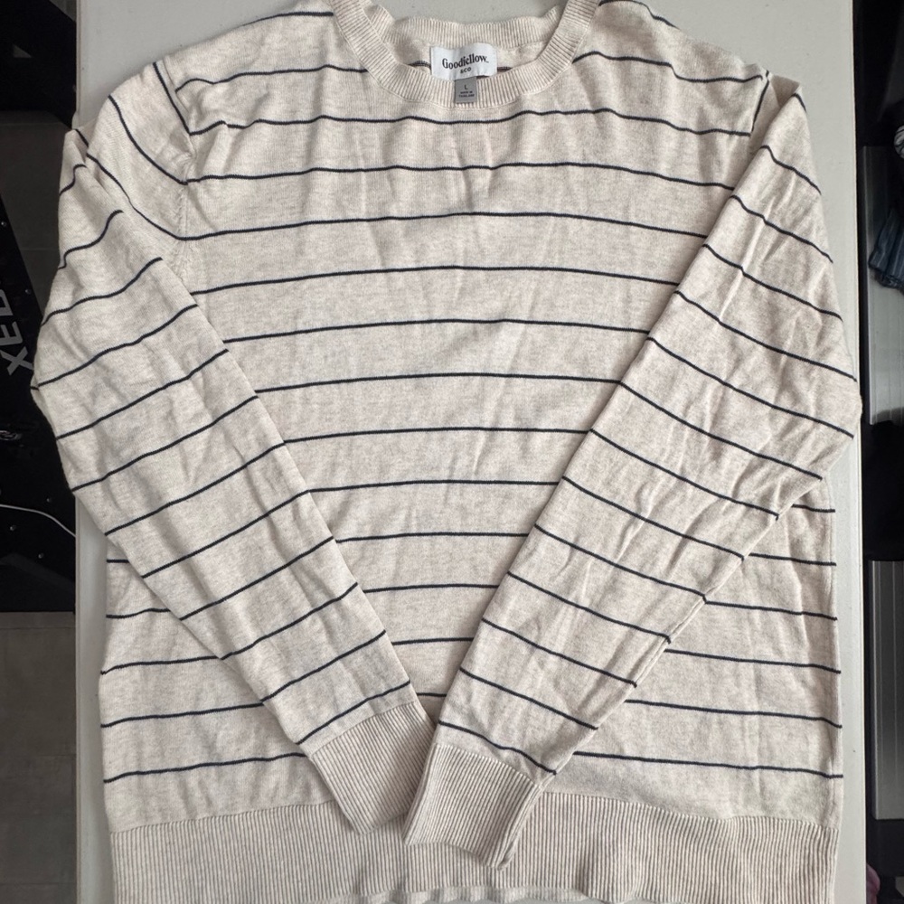 Men’s Goodfellow Tan W Stripes Sweater Sz Large